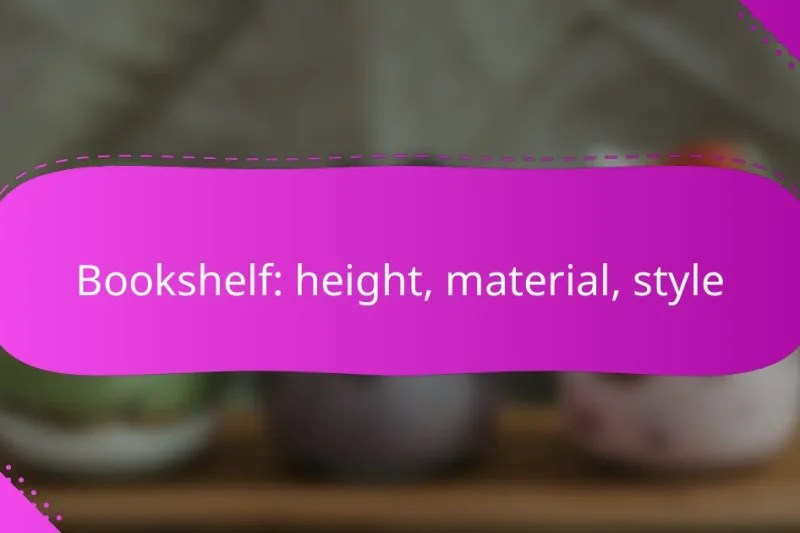 Bookshelf: height, material, style